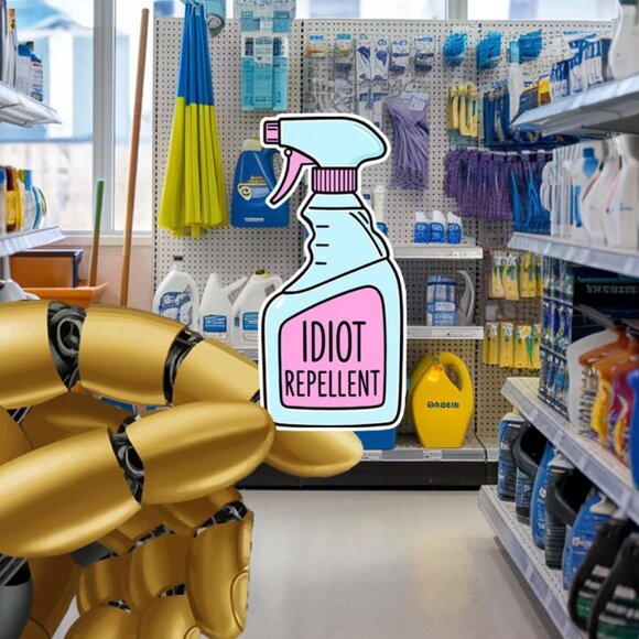 Funny Idiot Repellent Waterproof Vinyl Sticker 3x6.5cm - Picture 1 of 1